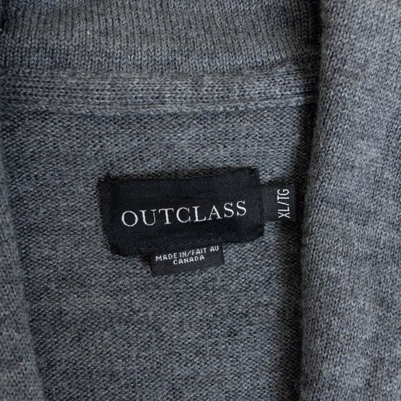 Outclass Shawl Collar Cardigan Gray Wool Blend Pockets Large - Picture 5 of 13